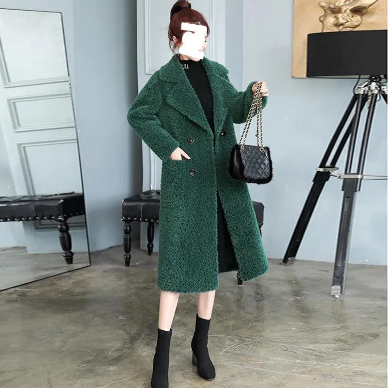 Зима Последний Меховой Один Мех Ягненка Пальто Женский Свободный Крой Утепленный Корейская Версия Длинного Пальто