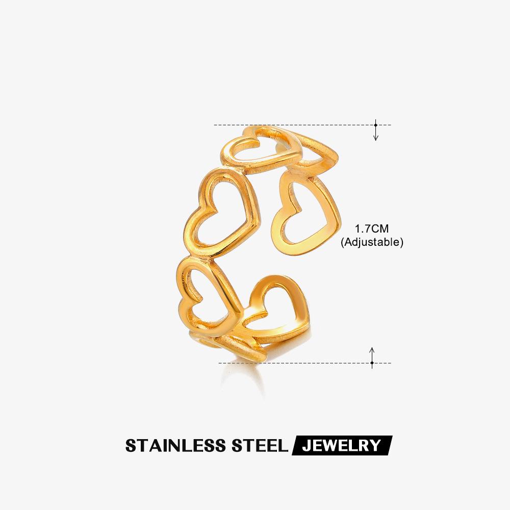 Кольцо из нержавеющей стали Геометрическое Сердце Листья для женщин Личность Трендовое Открытое Кольцо на Палец Ювелирные Изделия На Все Случаи