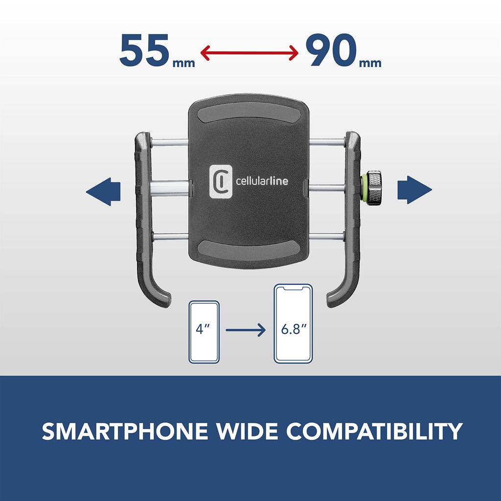 Универсальный держатель для смартфона Cellularline для и регулируемый MOTOHOLDERALUK велосипедов, iPhone, мотоциклов, Android, Xperia, OPPO, крепление, 360 градусов