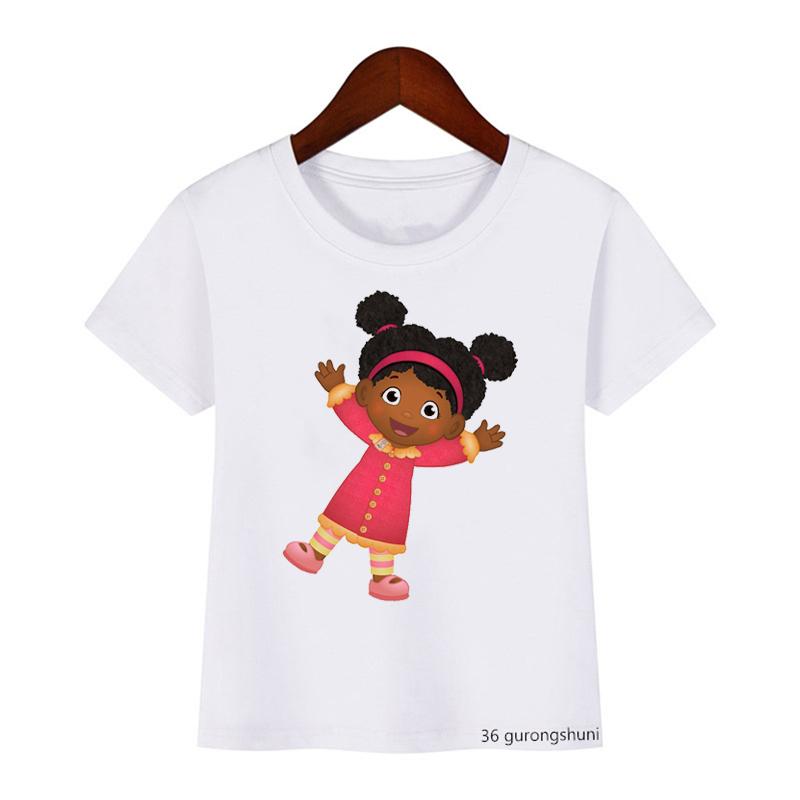 Модная детская футболка, милая футболка с мультяшным принтом Daniel Tiger's Neighborhood для мальчиков, летние футболки в стиле Харадзюку для девочек, белые топы