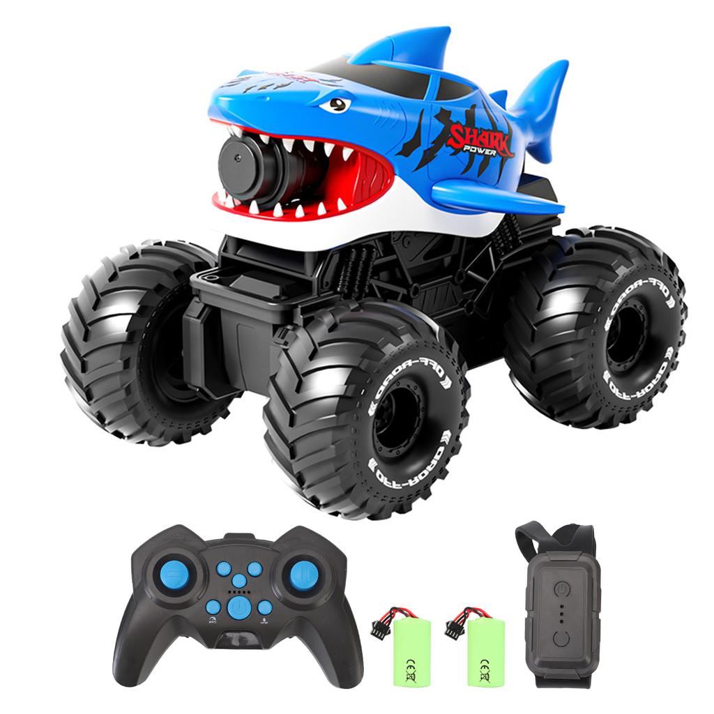 Amphibious RC Car, Remote Control Shark Toy with Water Spray, Gesture Sensing Off Road RC Truck, Water and Land RC
