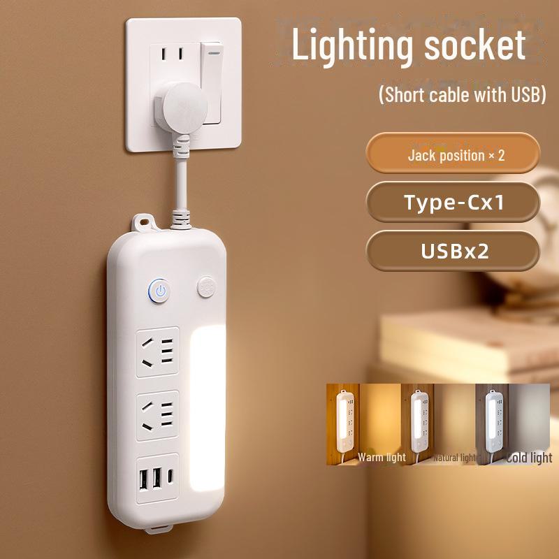 Многофункциональная розетка-ночник с USB-удлинителем для дома и офиса