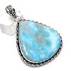Natural Larimar Gemstone Handmade 925 Sterling Silver Jewelry Pendant 2.17" m4O88