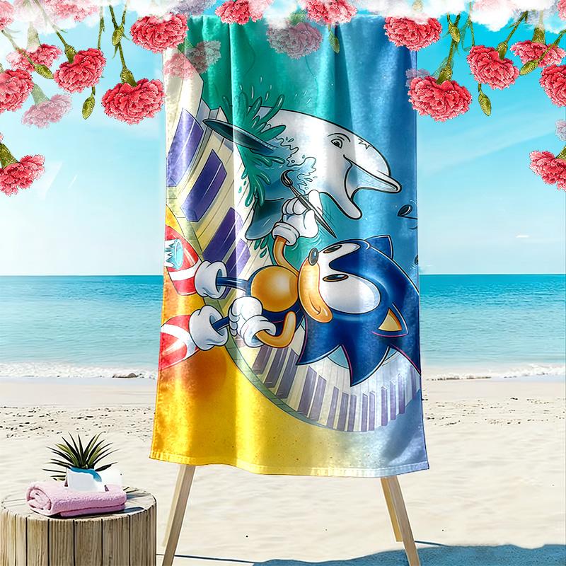 Sonic the Hedgehog3 Print Beach Towel, Large Soft Quick Dry Towel for Beach Camping Swimming
