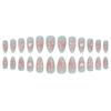 Almond Shape Press-On Nails With Heart Motif Bow Rhinestone Decor Sweet Style Gel Adhesive Or Jelly Glue