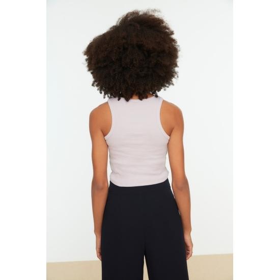 Гибкая трикотажная майка в рубчик с вырезом на шее Super Crop Halter