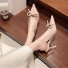 Evening Wind Beautiful Bow High Heels Women's 2025 Summer New Pointed Thin Heel Light Mouth Fairy Wind Bag Head Sandals