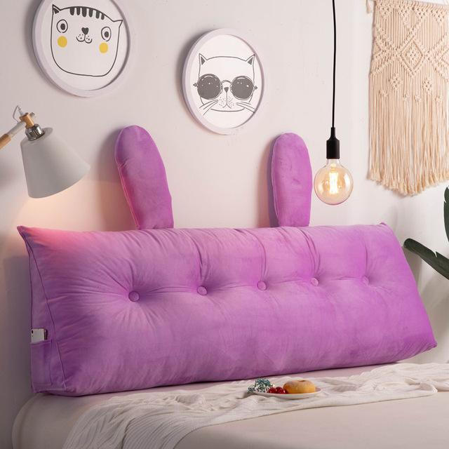 Large Soft Velvet Backrest Pillow Solid Bedside Cushion Removable Plush Seat Cushion Back Support for Couple