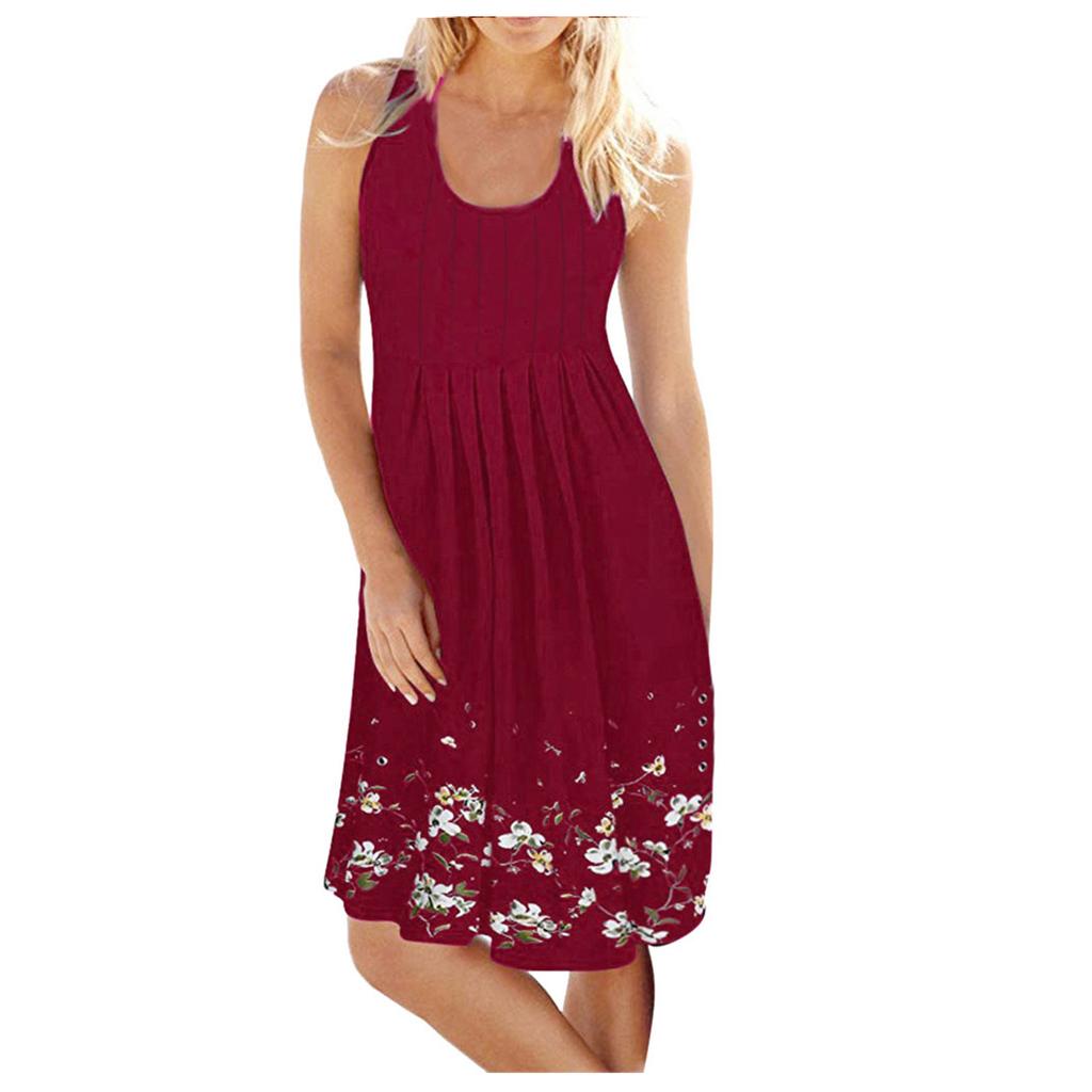 Женское летнее повседневное пляжное платье без рукавов с принтом, короткое платье