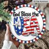 2D Flat, A Round Sign Featuring a Vintage Plaque with The Phrase 'God Bless The USA', Perfect for Patriotic Decor in Living Rooms, Bedrooms