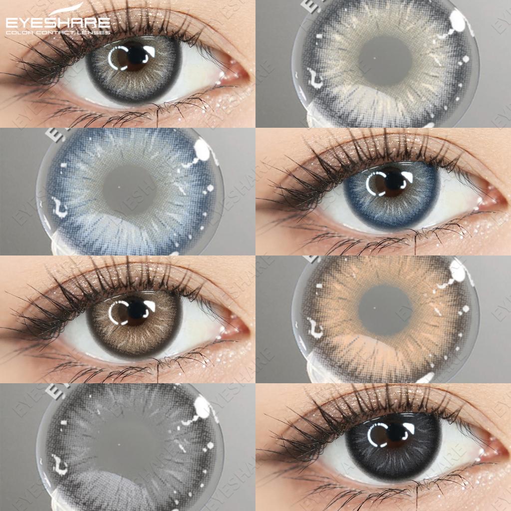 Eyeshare 2pcs Colored Contact Lenses for Eyes Blue Contact Black Eye Lens Gray Beautiful Pupils Yearly Brown Eyes Makeup Lenses