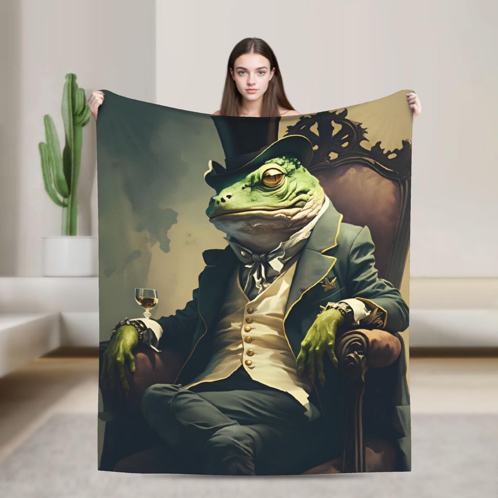 Gentleman Frog Blankets Super Warm Funny Plush Throw Blanket For Girls Boys Home Decor Flannel Bedspread Bed Cover