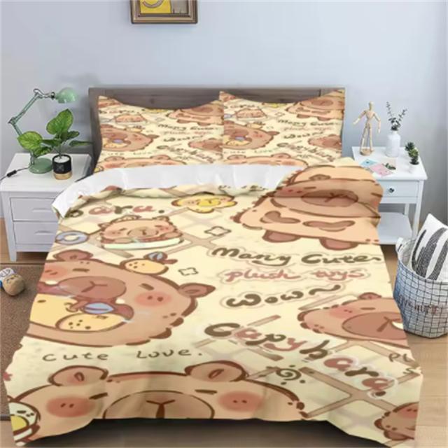Капибары пододеяльник аниме постельное белье наволочка печатный общий детский и взрослый комплект двуспальный размер реактивная печать одеяло