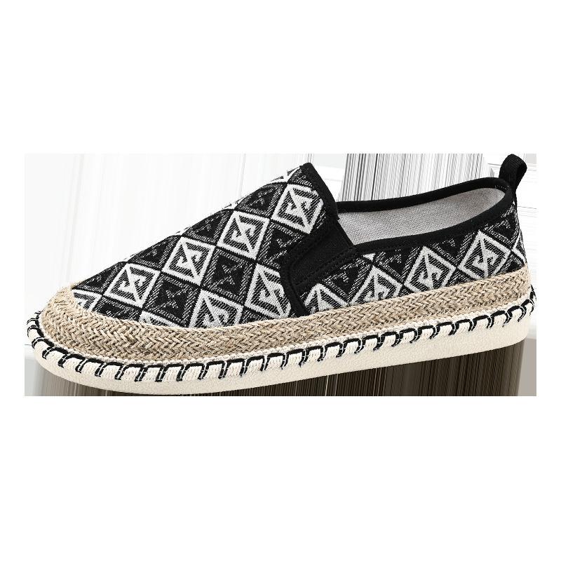 Мужские туфли из ткани Old Beijing 2024 года, новые летние дышащие повседневные туфли с одной педалью, модные универсальные парусиновые туфли