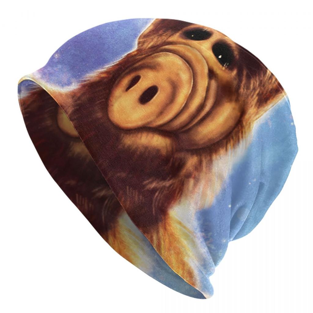 Шапка-бини «Альф с цветком», унисекс, зимняя теплая шапка, женские вязаные шапки, уличные лыжные шапки с изображением чужого существа, шапки-бини Skullies, шапки