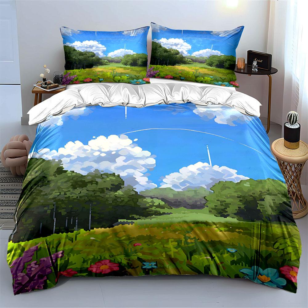 Whimsical meadow dreamscape Bedding sets Duvet covers Pillowcases(1* Duvet Cover 2* Pillowcases without duvet insert)