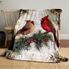 Cardinal Pair On Pine Branch for All Seasons Blanket Lunch Break Throw Gift