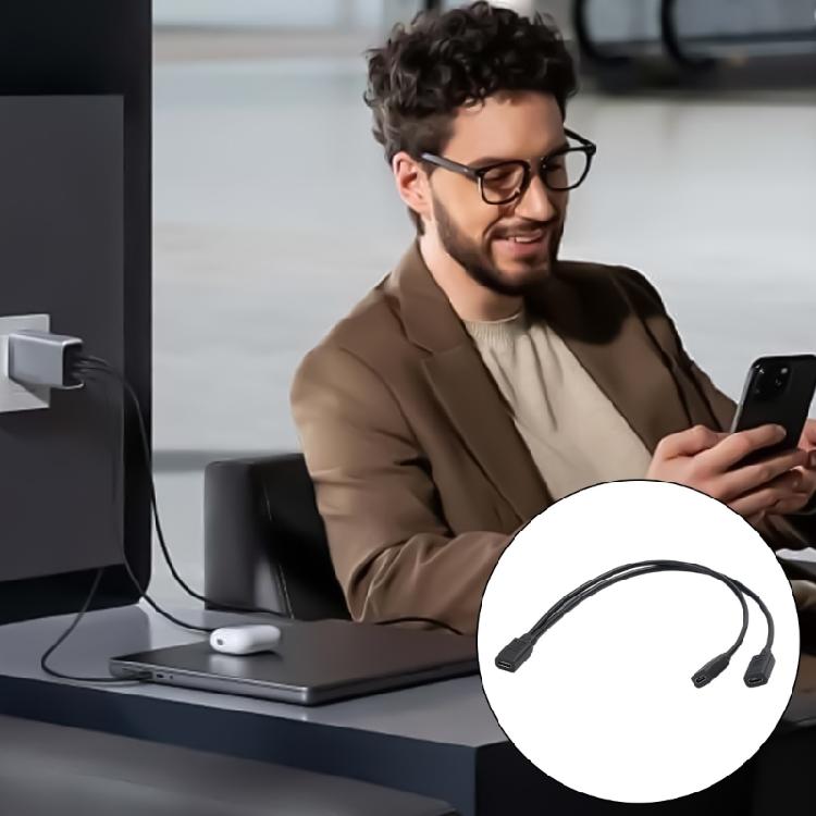 USB C to 2 USB C Female Cable USB C Headphone Converter USB C to USB C Splitter Charging Cable Replacement