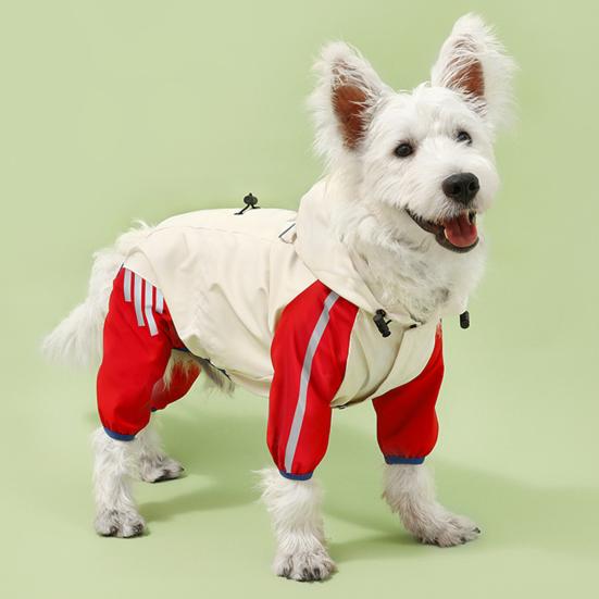 Дождевик для собак, водонепроницаемый дождевик с капюшоном, пончо с полным покрытием, светоотражающими полосками и отверстием для поводка для маленьких и средних собак