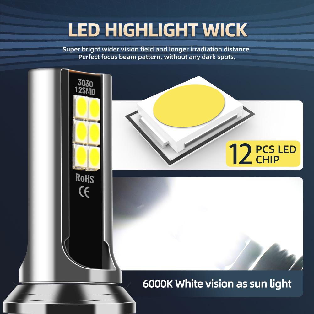 2x Car LED Fog Lights Bulbs 6000K White Super Bright Auto Fog Lamps 12V Plug And Play For Mini Cooper R50 R53 2004 2005 2006
