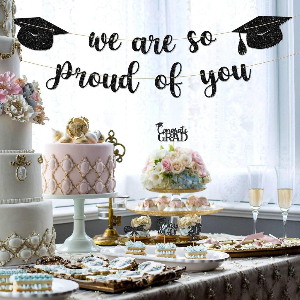 Graduation Party Decorations - 9 ft Pre-Strung We Are So Proud of You Banner, Graduation Party Decorations & Decor for Elementary, 5th Grade, 8th