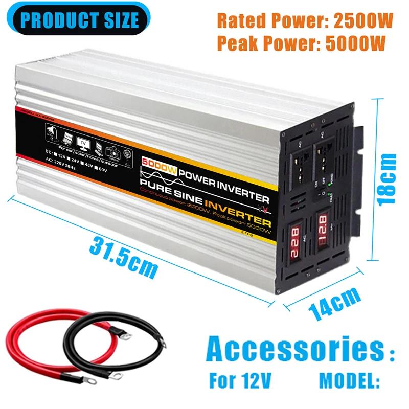 3000W/4000W/5000W Car Inverters Pure Sine Wave Solar Power Converter Home DC 12 To AC 220V Voltage Transformer Adapter
