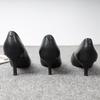 Elegant Womens High Heels Fashion Pointed Stiletto Womens Shoes Genuine Leather Stewardess Hotel Professional Black Work Shoes