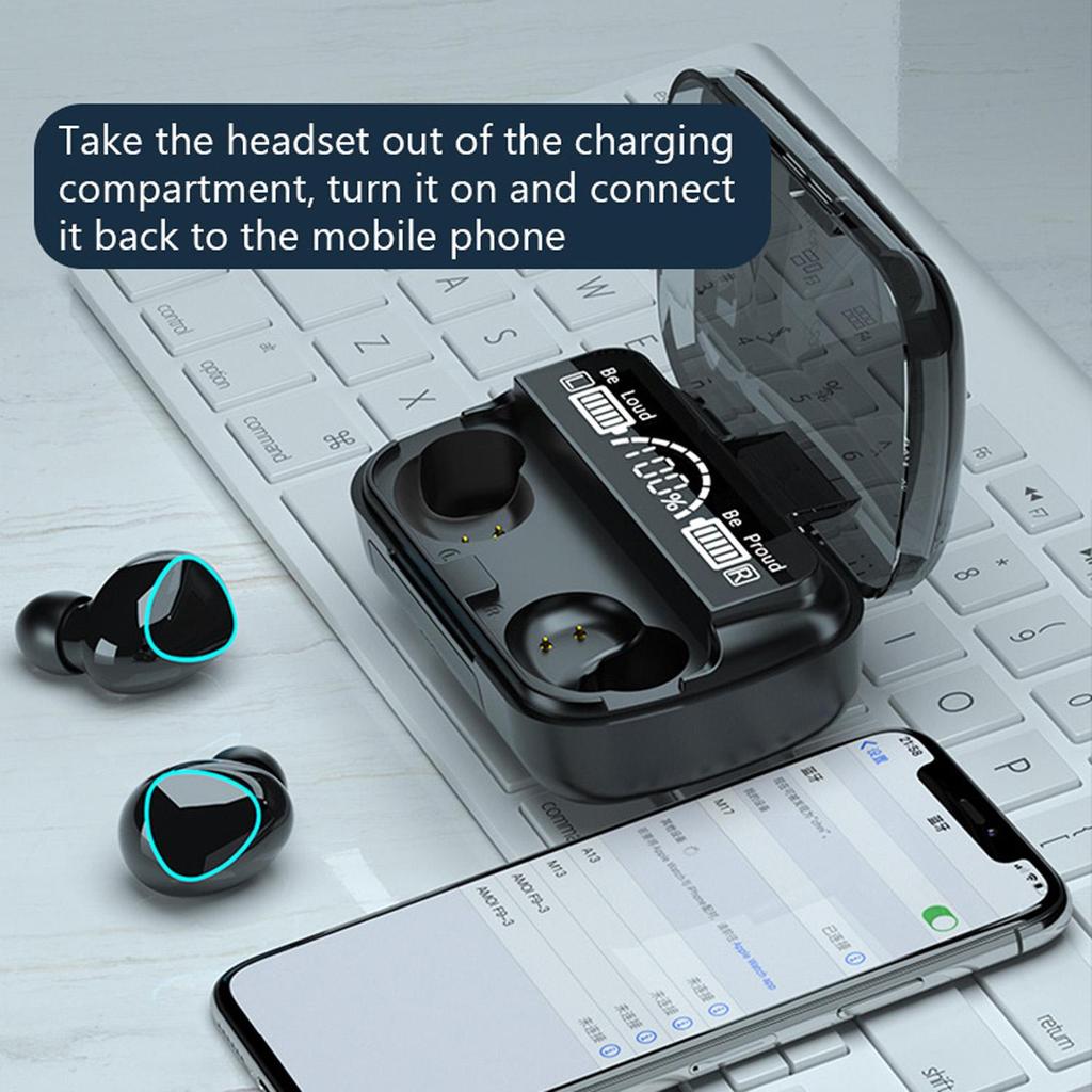 2024 TWS M10 беспроводная Bluetooth-гарнитура 5.3 наушники Bluetooth наушники с микрофоном наушники 3200 мАч зарядное устройство LED дисплей Fone