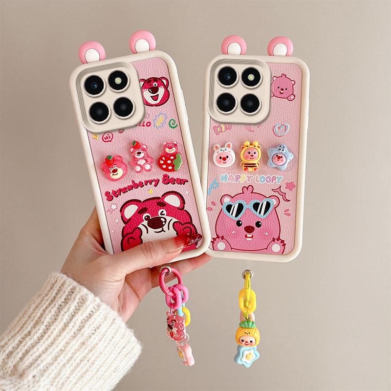 KEYSION Милый чехол с 3D-мультяшным рисунком для HONOR X6b с браслетом, мягкий силиконовый противоударный чехол для телефона Huawei Honor X6b 4G