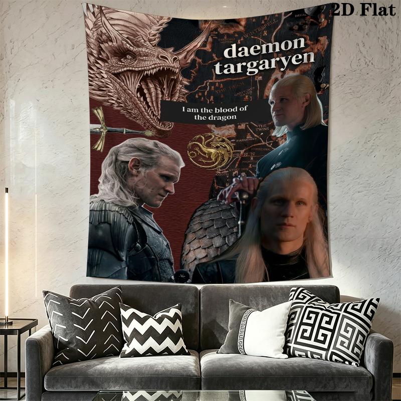 Daemon Targaryen Wall Tapestry Aesthetic Wall Hanging Printed Fabric Blanket Decorative Tapestries for Bedroom Living Room Home Decor