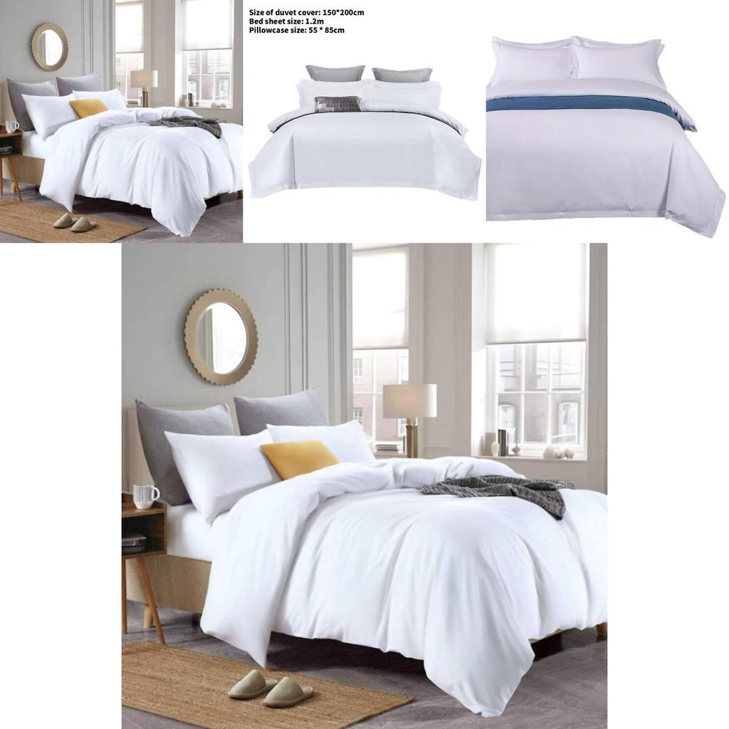 Однотонный комплект постельного белья из четырех предметов с хлопкоподобной тканью для домашнего использования