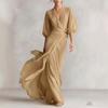 Европейские и американские знаменитости глубокий V-образный вырез рукава-фонарики на плечах талия длинное платье романтический осенний банкет