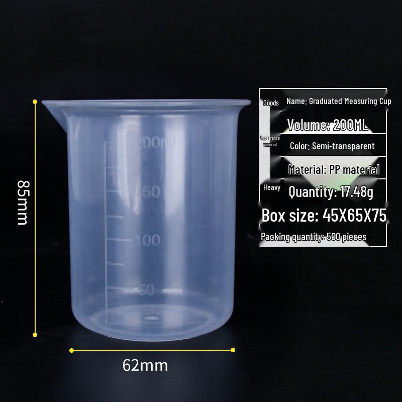 Plastic Beaker Set: 50ml Beaker, 100ml Graduated Cylinder, 500ml Beaker, 1000ml Double-Sided Graduated Cup