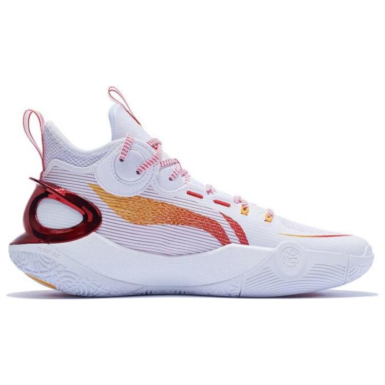Li Ning SONIC Ультраамортизация Скользят Устойчивы к истиранию Средняя высота Баскетбольные кроссовки Мужские Белый Красный ABAS145-9