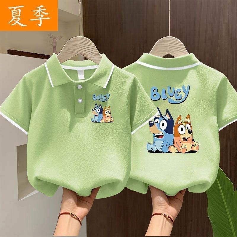 Summer Boys Cartoon Print Polo Shirt Breathable Short Sleeve T-Shirt Trendy Kids Collar Top