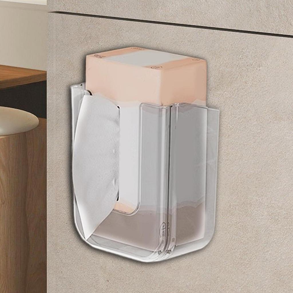 Wall Mounted Tissue Dispenser Luxury Facial Tissue Storage Box No-Drill Bathroom Wall-Mounted Storage Box Toilet Paper Holder