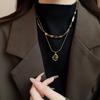Light Luxury Collarbone Chain Senior Sense Sweater Chain Tiger's Eye Stone Beaded Necklace  Winter