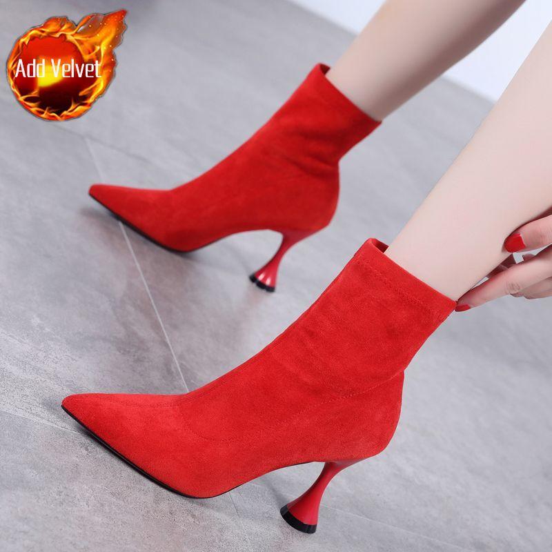 Сексуальные ботильоны с острым носком, женские короткие туфли на очень высоком каблуке, женские ботильоны на каблуке, горячее предложение, новая рок-мода, зима 2024 года