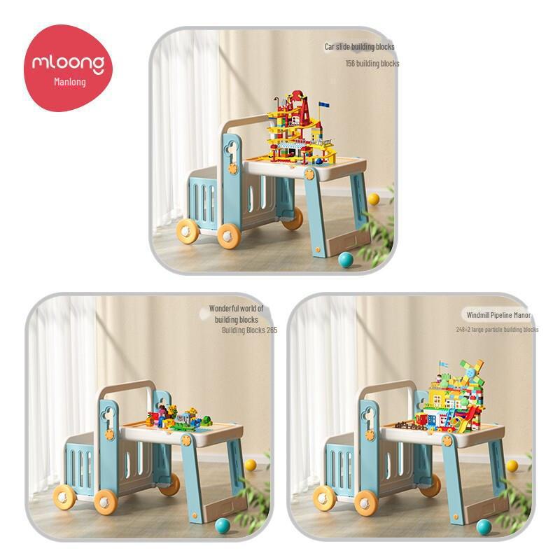 Детский складной стол-конструктор Manlong и доска для рисования - развивающая игрушка с крупными частицами для мальчиков и девочек
