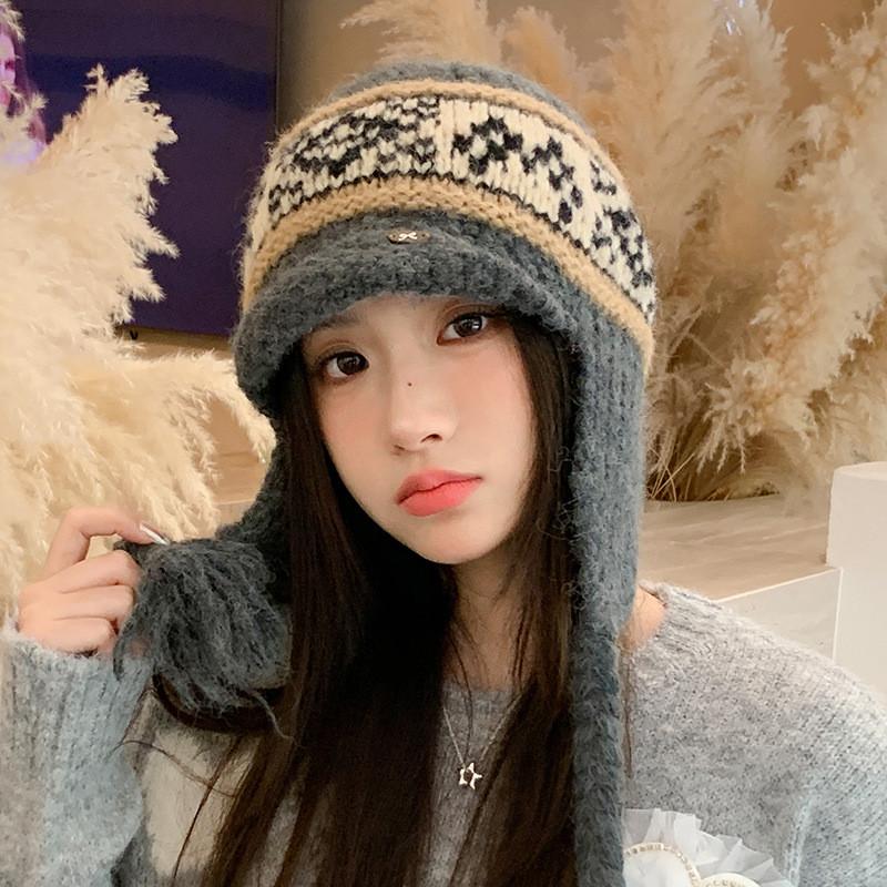 Ретро Шерстяная Шапка Fair Isle С Толстой Флисовой Подкладкой Для Тепла Зимой На Открытом Воздухе