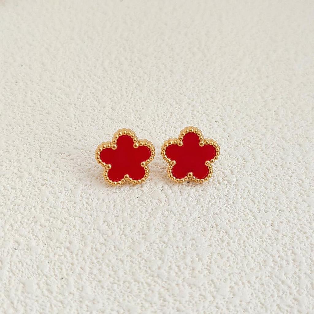 Clover Women's Hand Bracelets Flower Mothers Day Double Sided Stainless Steel Bracelet Charm Fashion Zircon Accessories Gifts