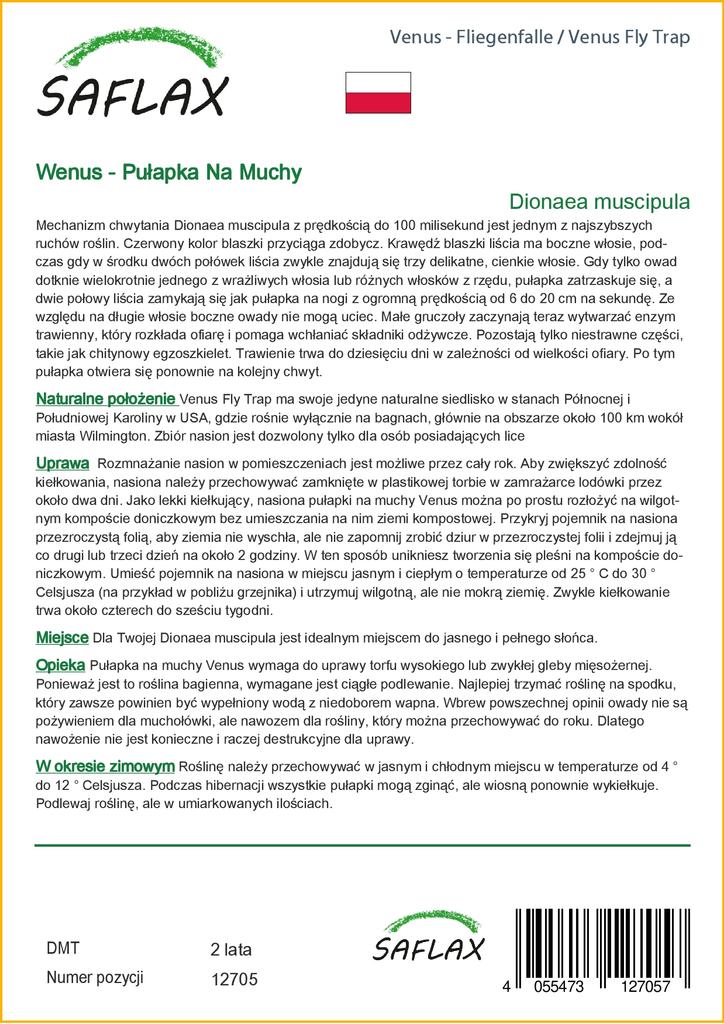 SAFLAX Венерина мухоловка - 10 семян - С горшечным субстратом для лучшего выращивания - Dionaea muscipula