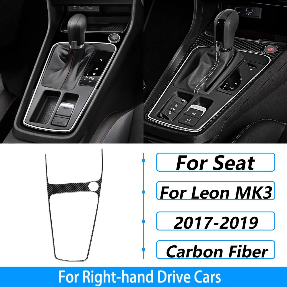 For Seat Leon MK3 2013-2020 Carbon Fiber Central Navigation Radio CD AC Door Gear Shift Panel Trim Set Car Accessories Sticker