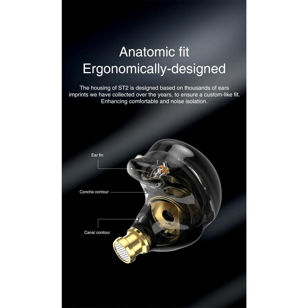 Наушники TRN ST2 1BA+1DD гибридная технология HIFI бас наушники-вкладыши мониторные спортивные наушники с шумоподавлением MT3 ST5