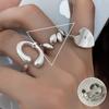 Korean S925 Silver-Plated Three-Layer Retro Hip-Hop Stacking Ring for Women