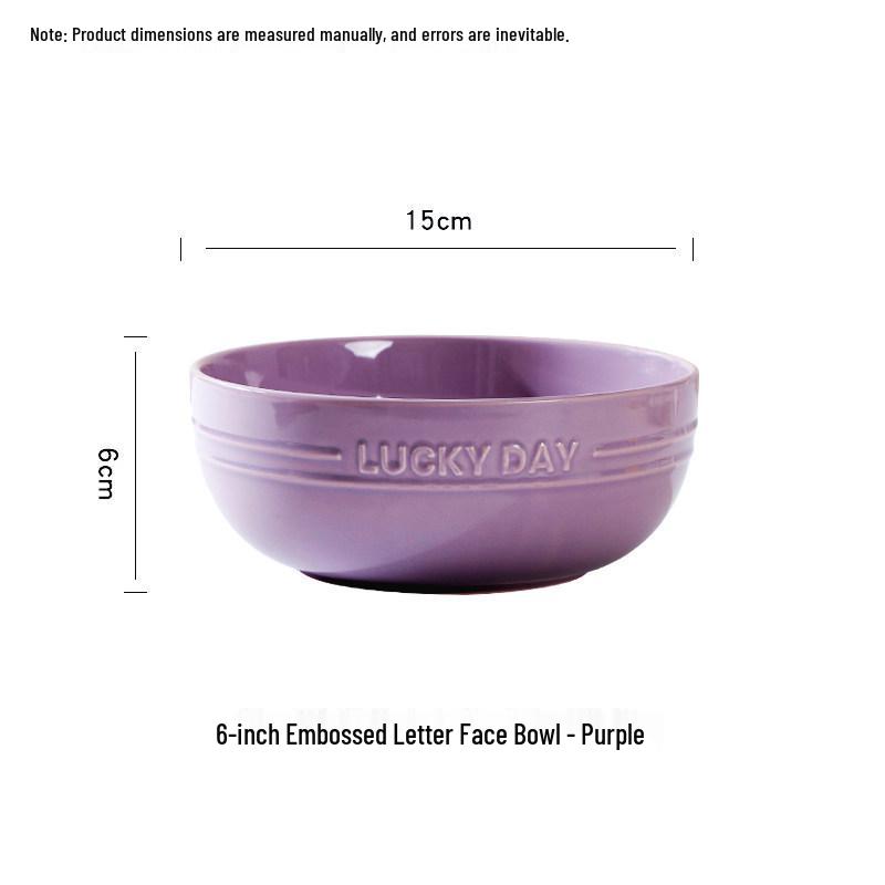 Набор из 2 больших креативных керамических мисок для лапши с рельефом, 6 дюймов - Бытовая миска для лапши быстрого приготовления, Утолщенная для долговечности