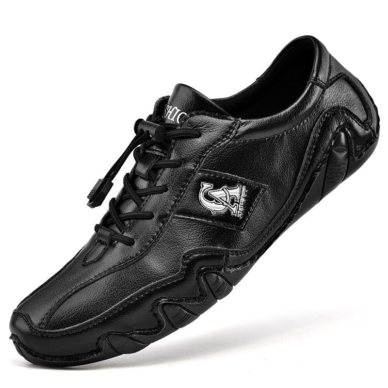 Весенние новые повседневные туфли из натуральной кожи для вождения, дышащие, мужские британские повседневные туфли Octopus Gommino с низким верхом