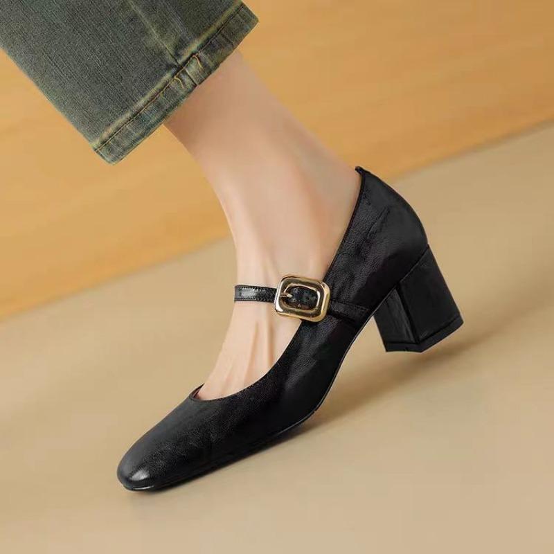 Модные лакированные туфли на высоком каблуке в стиле ретро Мэри Джейн женские туфли на высоком каблуке с квадратным носком женские 2024 модные и универсальные