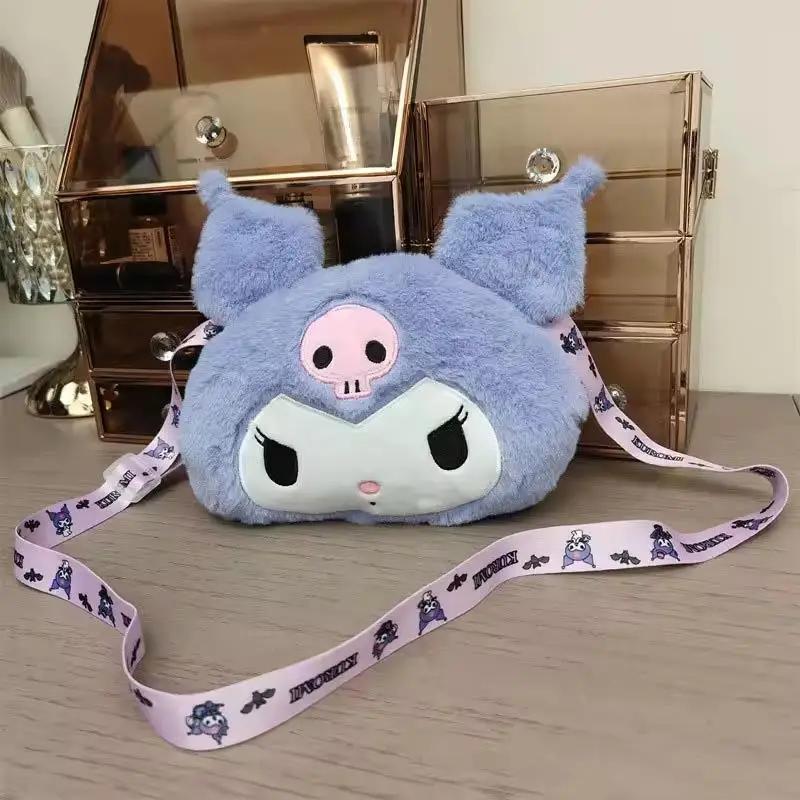 Sanrio Cute Kuromi Plush Bag Large Cute room decor anime plush toys storage bag Shoulder Bag Tote Girl Makeup Plushie bag Gifts