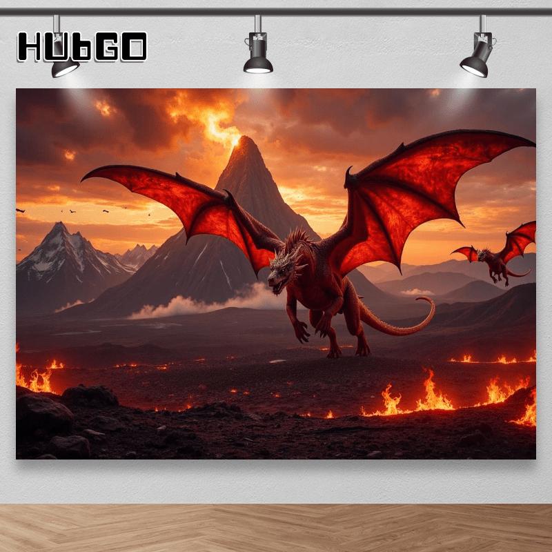 2D plane, fiery red dragon background fabric, suitable for event decoration, bedroom decoration, polyester fiber